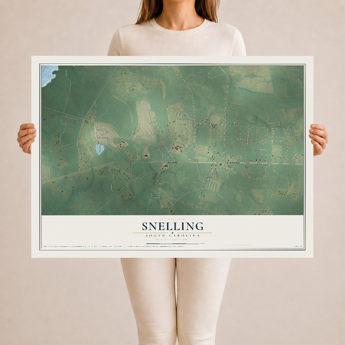 Map of Snelling, South Carolina, 24 x 36 inch unframed archival matte print