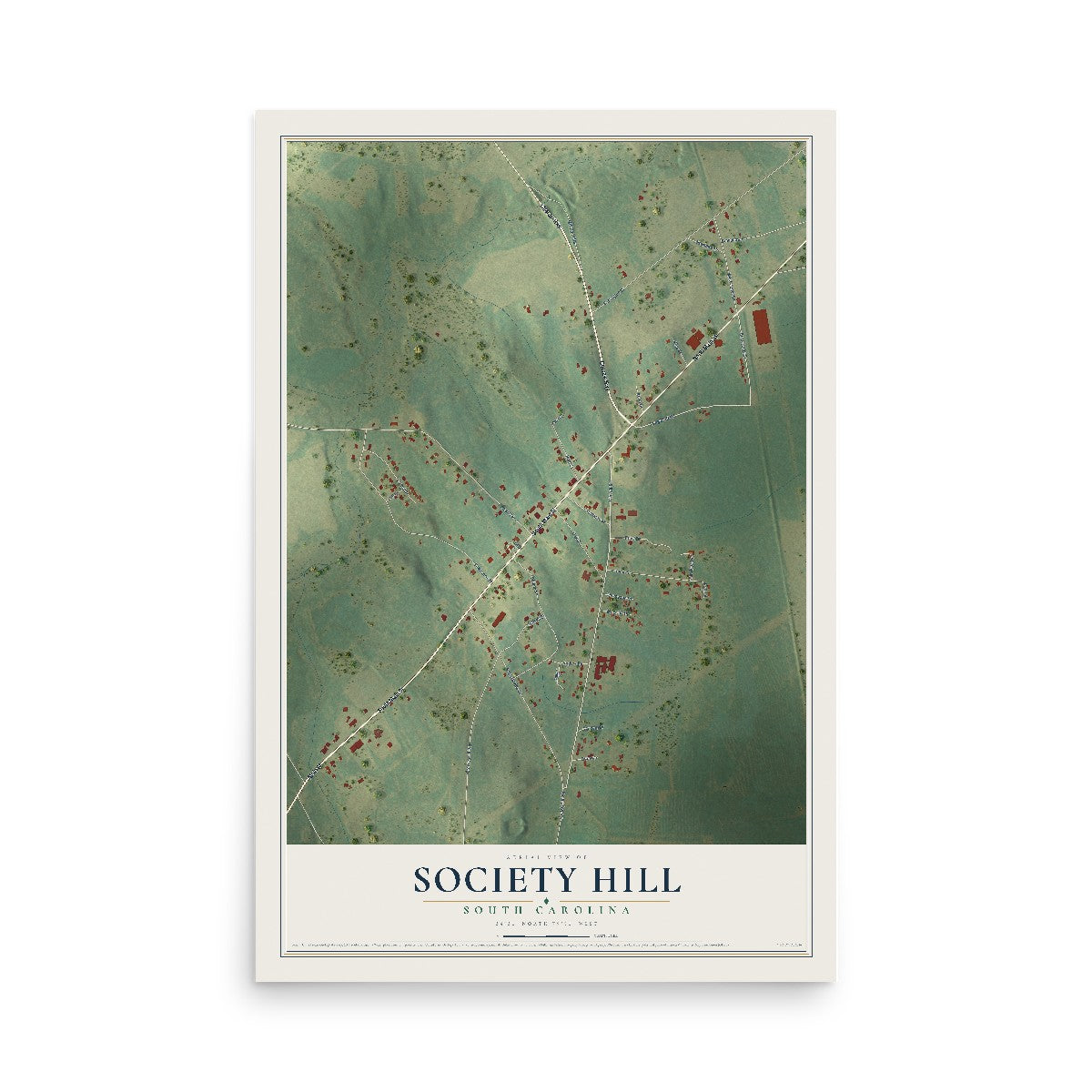Map of Society Hill, South Carolina, 12 x 18 inch unframed archival matte print