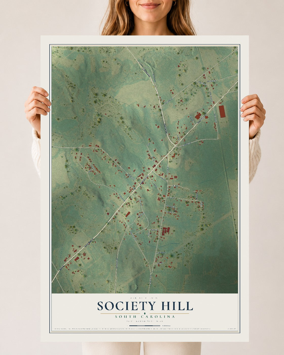 Map of Society Hill, South Carolina, 24 x 36 inch unframed archival matte print
