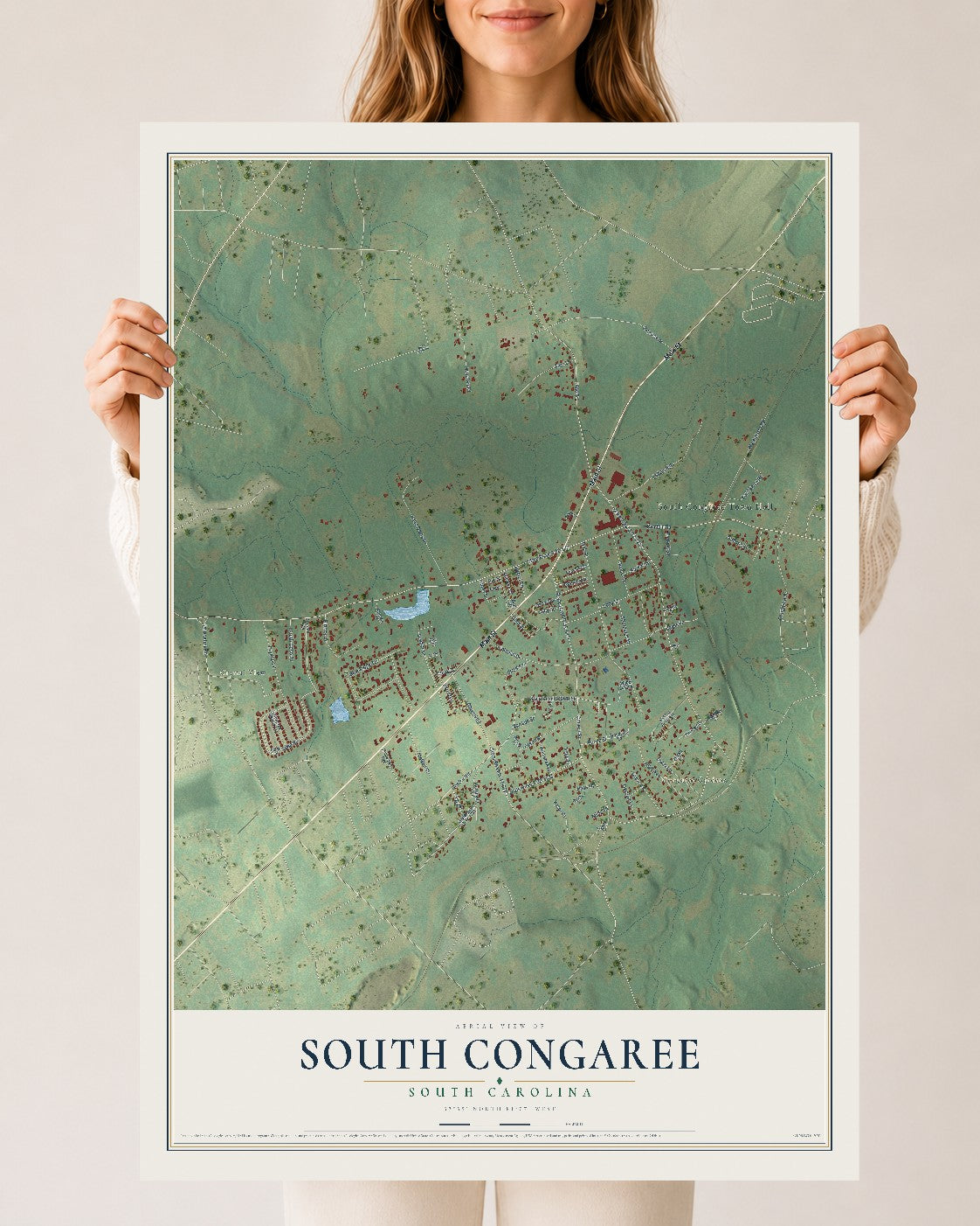 Map of South Congaree, South Carolina, 24 x 36 inch unframed archival matte print