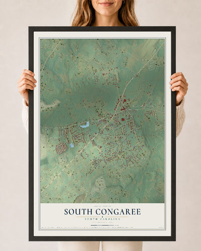Map of South Congaree, South Carolina, 24 x 36 inch print in a black wood frame