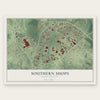 Southern Shops, South Carolina map print, the full design