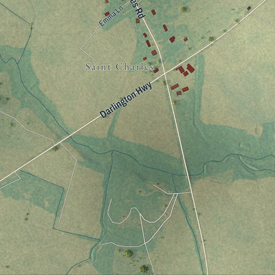 Close-up of the map of St. Charles, South Carolina print showing street and building detail