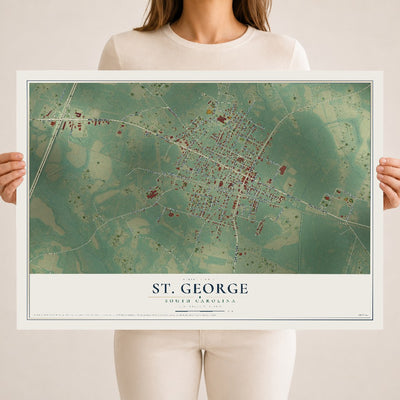 Map of St. George, South Carolina, 18 x 24 inch unframed archival matte print