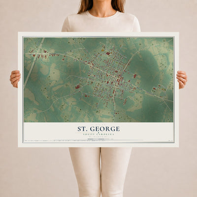 Map of St. George, South Carolina, 24 x 36 inch unframed archival matte print