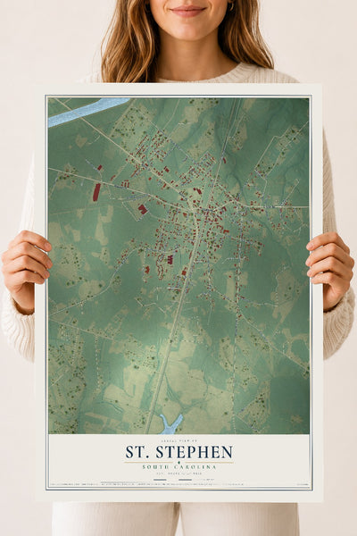 Map of St. Stephen, South Carolina, 18 x 24 inch unframed archival matte print
