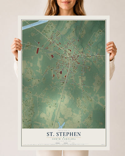 Map of St. Stephen, South Carolina, 24 x 36 inch unframed archival matte print
