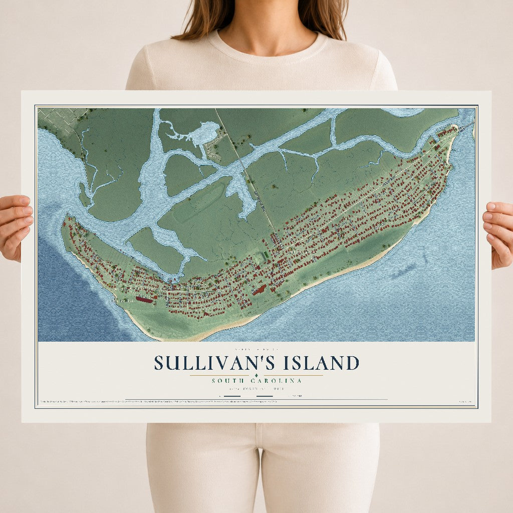 Map of Sullivan's Island, South Carolina, 18 x 24 inch unframed archival matte print