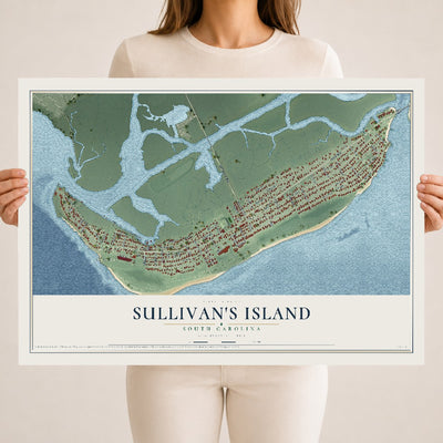 Map of Sullivan's Island, South Carolina, 18 x 24 inch unframed archival matte print