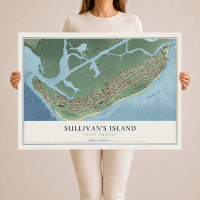 Map of Sullivan's Island, South Carolina, 24 x 36 inch unframed archival matte print