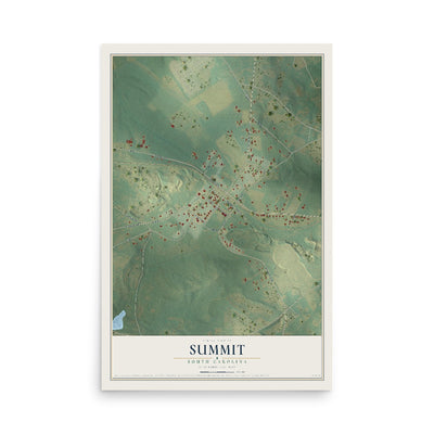 Map of Summit, South Carolina, 12 x 18 inch unframed archival matte print