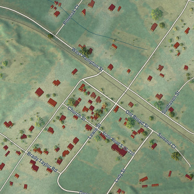 Close-up of the map of Summit, South Carolina print showing street and building detail