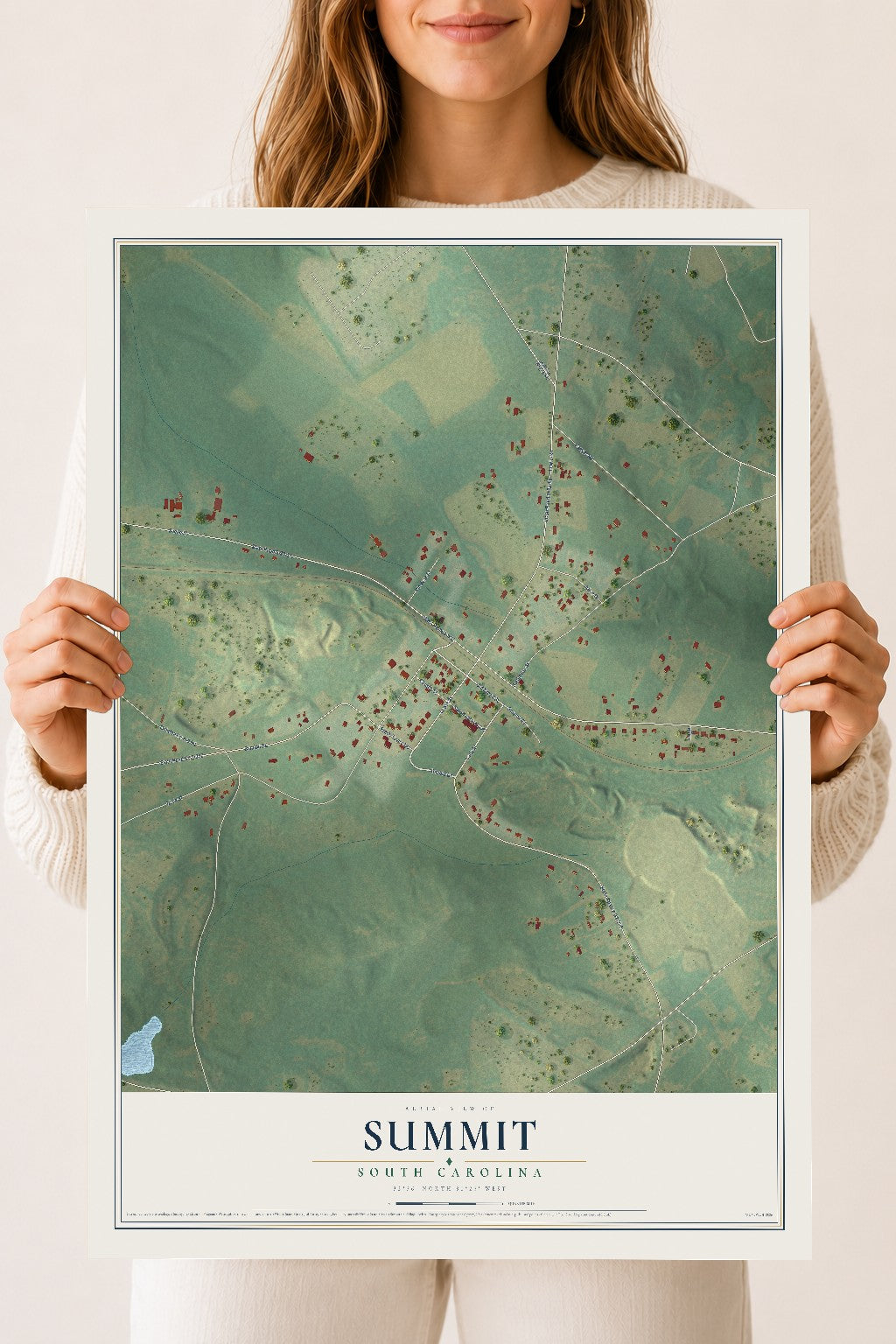 Map of Summit, South Carolina, 18 x 24 inch unframed archival matte print