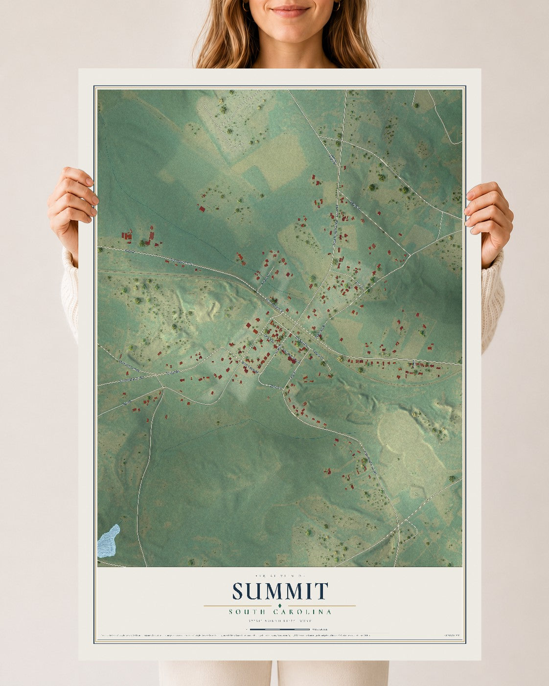 Map of Summit, South Carolina, 24 x 36 inch unframed archival matte print