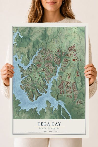 Map of Tega Cay, South Carolina, 18 x 24 inch unframed archival matte print