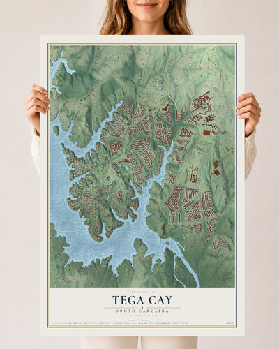 Map of Tega Cay, South Carolina, 24 x 36 inch unframed archival matte print