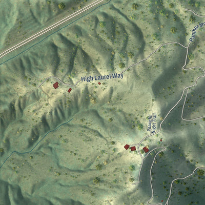 Close-up of the map of The Cliffs Valley, South Carolina print showing street and building detail