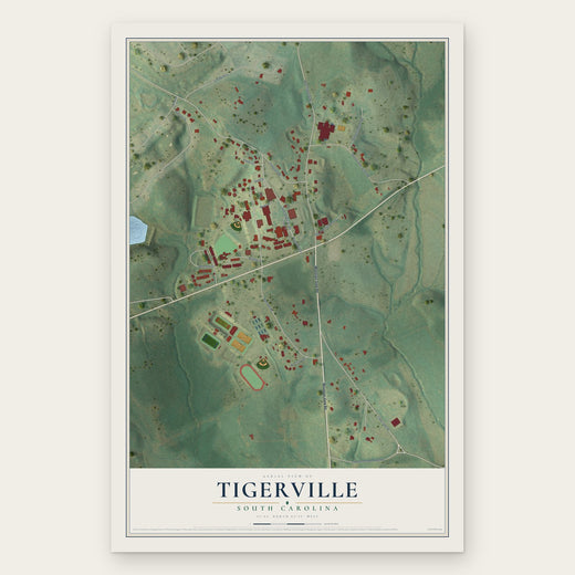 Tigerville, South Carolina map print, the full design