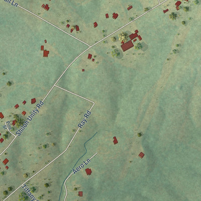 Close-up of the map of Unity, South Carolina print showing street and building detail