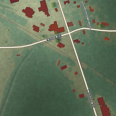 Second close-up of the map of Vance, South Carolina print showing more streets and buildings