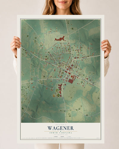 Map of Wagener, South Carolina, 24 x 36 inch unframed archival matte print