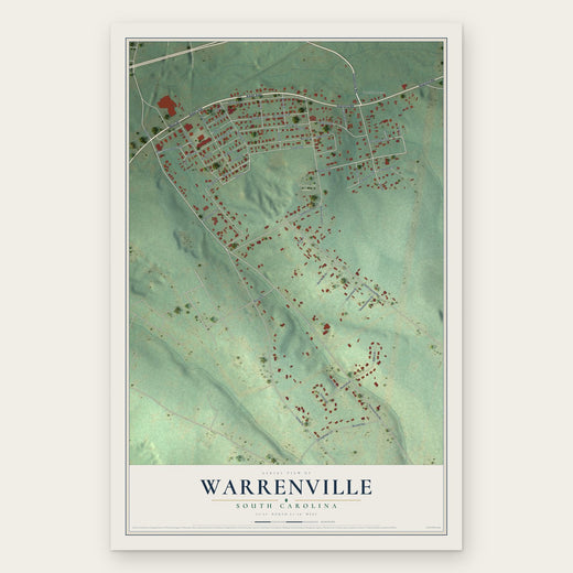 Warrenville, South Carolina map print, the full design