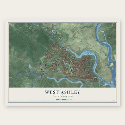 West Ashley, South Carolina map print, the full design