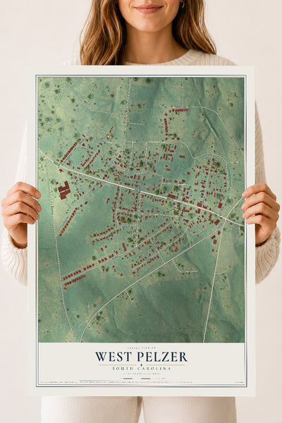 Map of West Pelzer, South Carolina, 18 x 24 inch unframed archival matte print