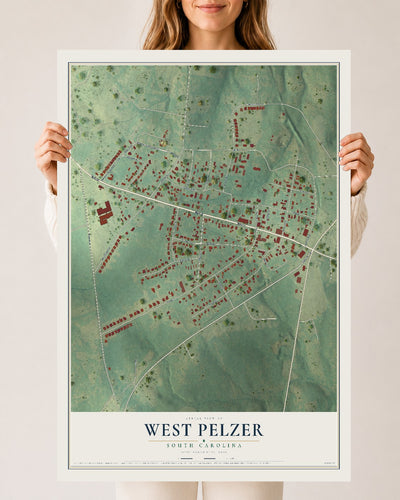 Map of West Pelzer, South Carolina, 24 x 36 inch unframed archival matte print