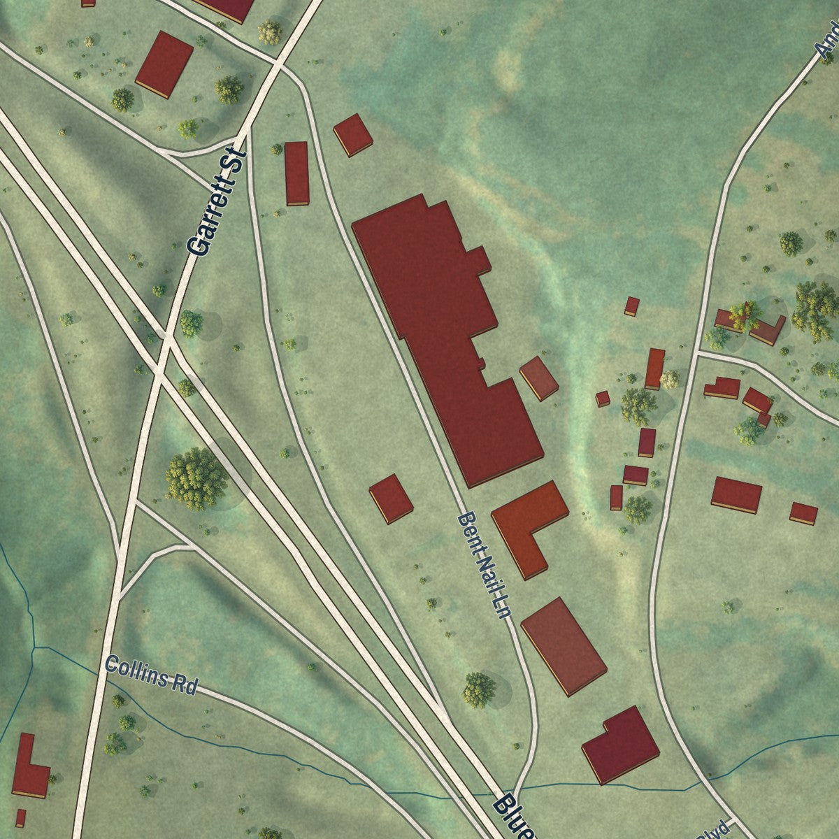Close-up of the map of West Union, South Carolina print showing street and building detail