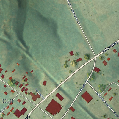 Second close-up of the map of West Union, South Carolina print showing more streets and buildings