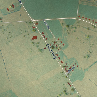Close-up of the map of Wisacky, South Carolina print showing street and building detail