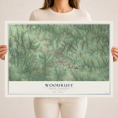 Map of Woodruff, South Carolina, 18 x 24 inch unframed archival matte print
