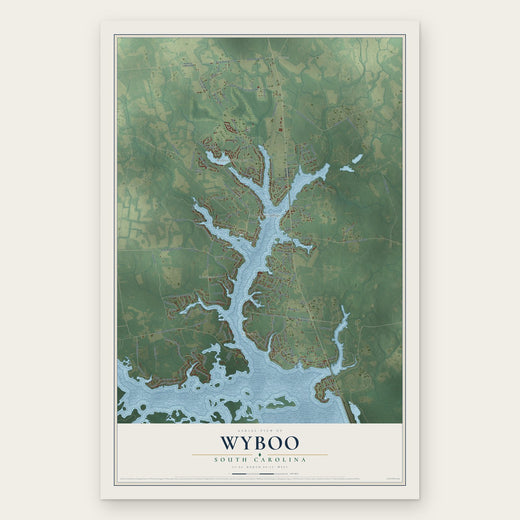 Wyboo, South Carolina map print, the full design