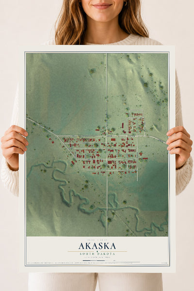 Map of Akaska, South Dakota, 18 x 24 inch unframed archival matte print