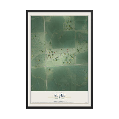 Map of Albee, South Dakota, 12 x 18 inch print in a black wood frame