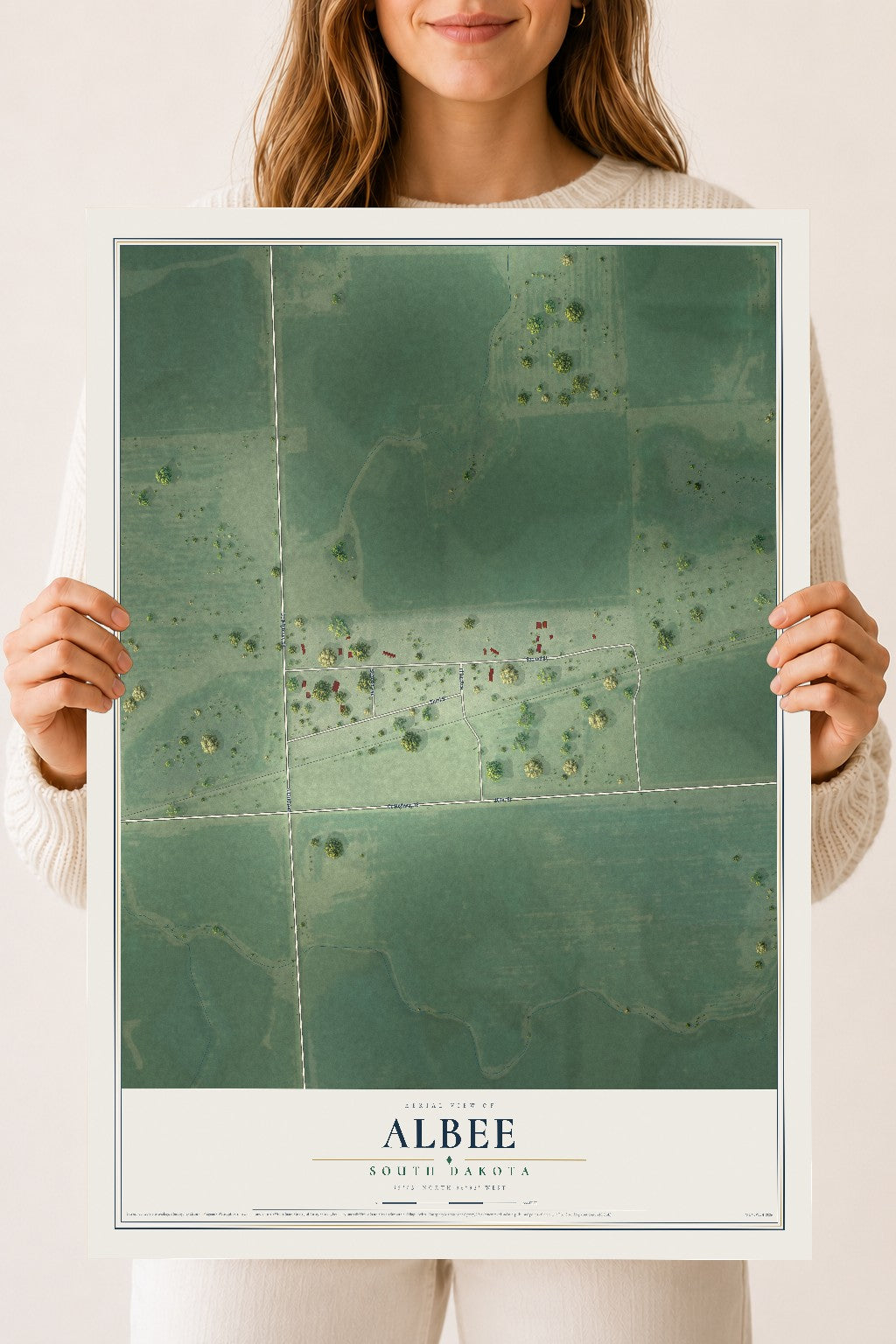 Map of Albee, South Dakota, 18 x 24 inch unframed archival matte print