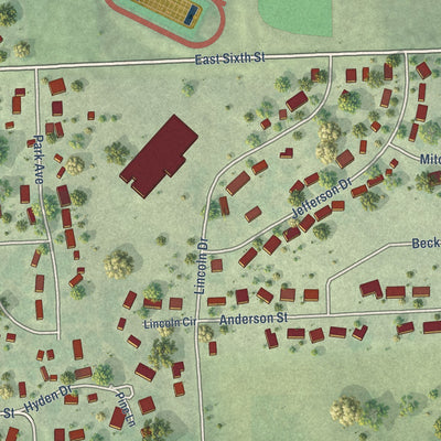 Second close-up of the map of Alcester, South Dakota print showing more streets and buildings