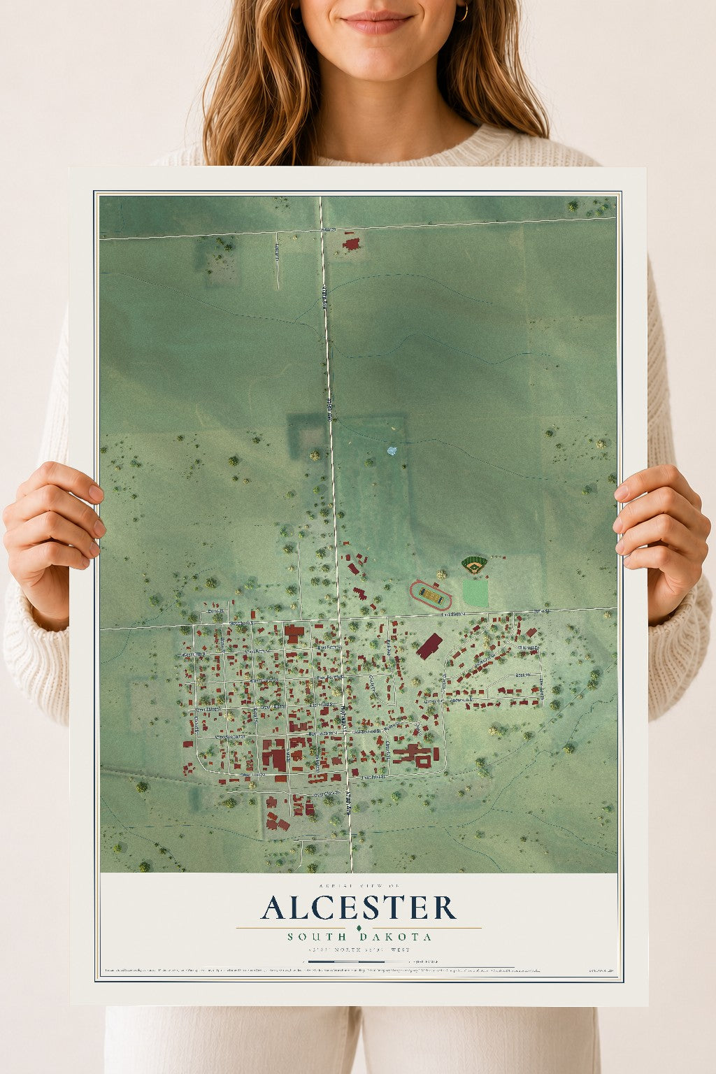 Map of Alcester, South Dakota, 18 x 24 inch unframed archival matte print