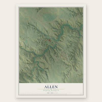 Allen, South Dakota map print, the full design