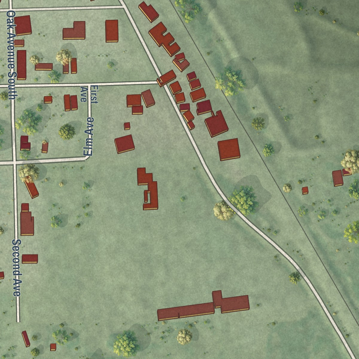 Second close-up of the map of Alpena, South Dakota print showing more streets and buildings