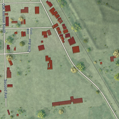 Second close-up of the map of Alpena, South Dakota print showing more streets and buildings