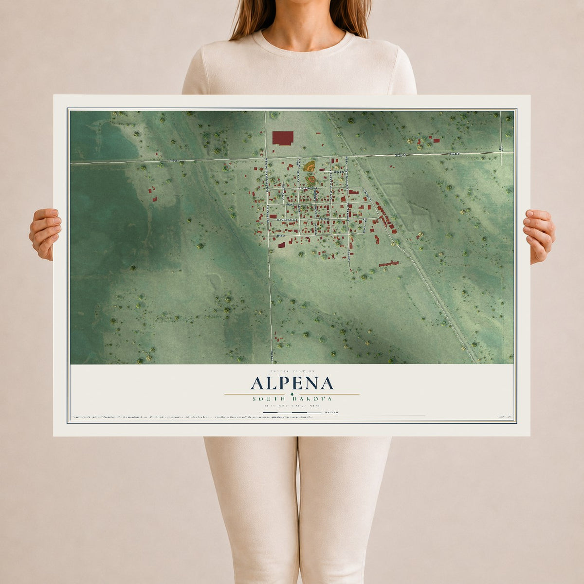 Map of Alpena, South Dakota, 24 x 36 inch unframed archival matte print