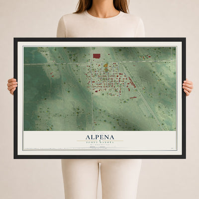 Map of Alpena, South Dakota, 24 x 36 inch print in a black wood frame