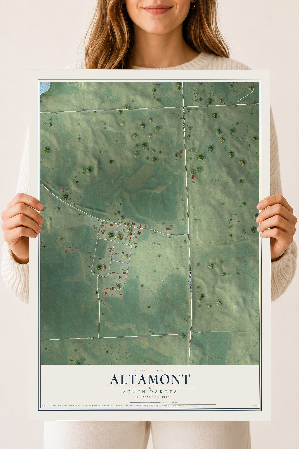Map of Altamont, South Dakota, 18 x 24 inch unframed archival matte print