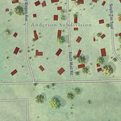 Close-up of the map of Anderson, South Dakota print showing street and building detail