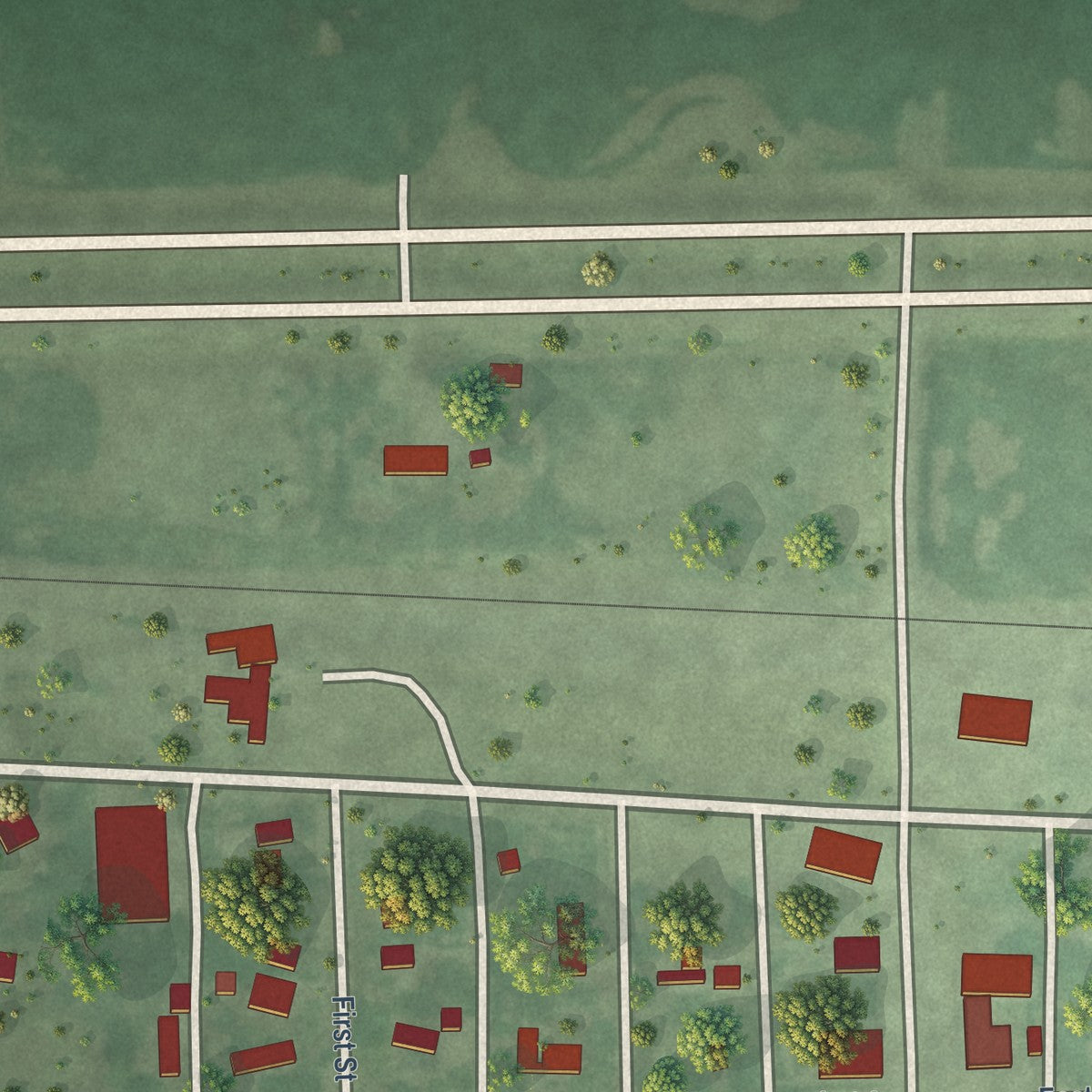 Second close-up of the map of Andover, South Dakota print showing more streets and buildings