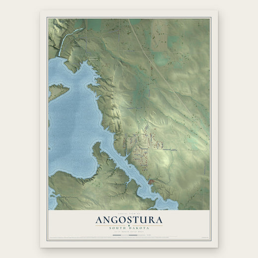 Angostura, South Dakota map print, the full design