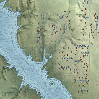 Close-up of the map of Angostura, South Dakota print showing street and building detail
