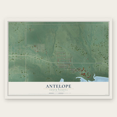 Antelope, South Dakota map print, the full design